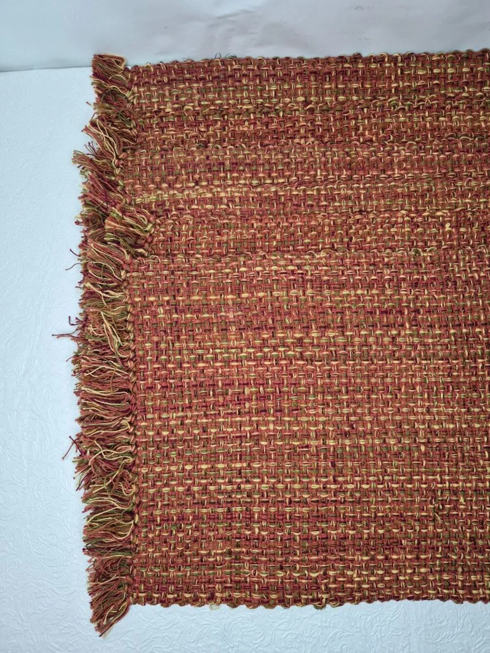 Tweed Autumn Fall Harvest Placemat Rust Orange Maroon Olive Green Brown Set of 6